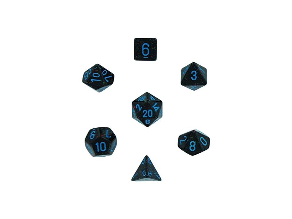 Chessex Speckled Polyhedral 7 - Die Set - Blue Stars - 601982021146 - CrystalLotus.eu