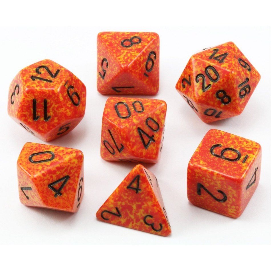 Chessex Speckled Polyhedral 7 - Die Set - Fire - 601982020972 - CrystalLotus.eu