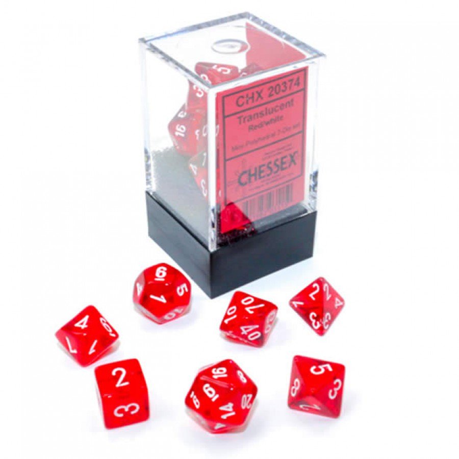 Chessex Translucent Mini - Polyhedral Red/White 7 - Die Set - 601982035150 - CrystalLotus.eu