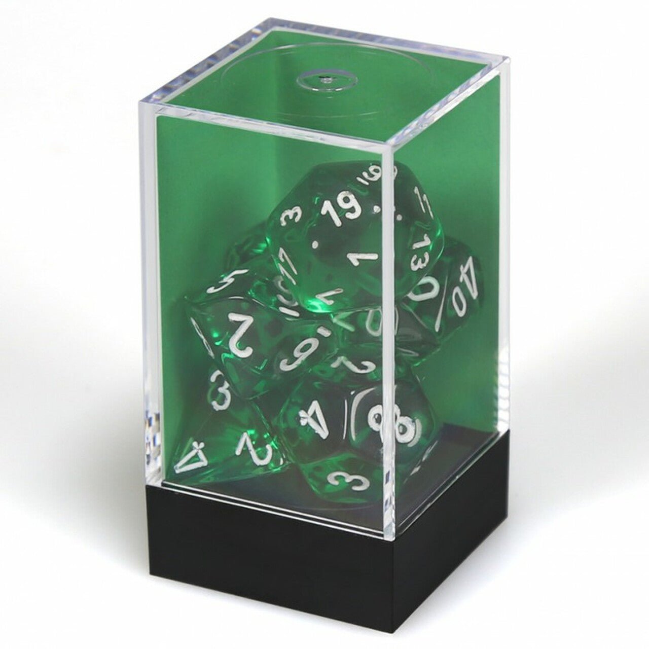 Chessex Translucent Polyhedral 7 - Die Set - Green/white - 601982009939 - CrystalLotus.eu