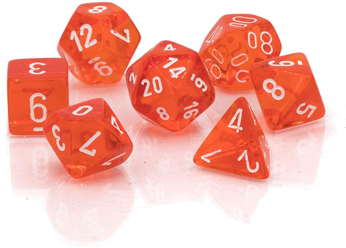 Chessex Translucent Polyhedral 7 - Die Set - Orange/white - 601982009915 - CrystalLotus.eu