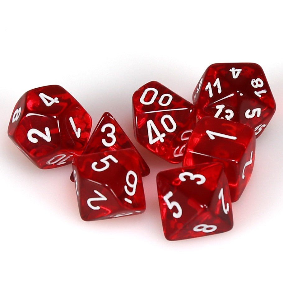 Chessex Translucent Polyhedral 7 - Die Set - Red/white - 601982009922 - CrystalLotus.eu