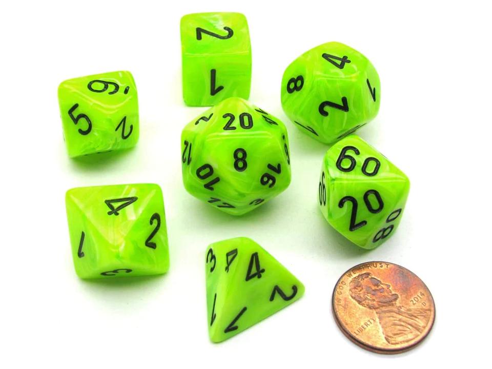 Chessex Vortex 7 - Die Set - Bright Green w/black - 601982024710 - CrystalLotus.eu