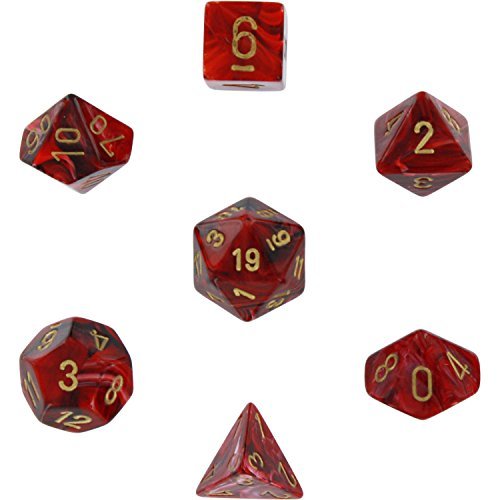 Chessex Vortex 7 - Die Set - Burgundy w/gold - 601982024741 - CrystalLotus.eu