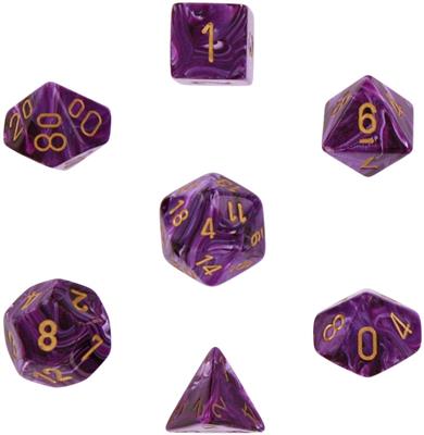 Chessex Vortex 7 - Die Set - Purple w/gold - 601982024772 - CrystalLotus.eu