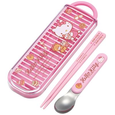 Chopsticks &amp; Spoon Set Sweety Pink - Hello Kitty - 4973307608094 - CrystalLotus.eu