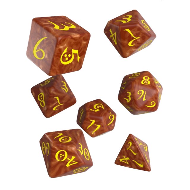 Classic RPG Caramel &amp; yellow Dice Set (7) - 5907699493012 - CrystalLotus.eu