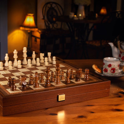 Classic Style 2 - in - 1 Combo Game Set - Chess &amp; Backgammon in Walnut Case Large 41 x 41 cm (by Manopoulos) - 5200430706427 - Crystal Lotus