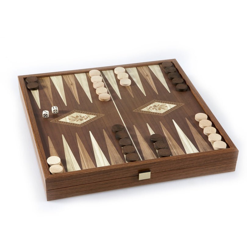 Classic Style 2-in-1 Combo Game Set - Chess &amp; Backgammon in Walnut Case Large 41 x 41 cm (by Manopoulos) (STP36E) - 5200430706427 - Crystal Lotus