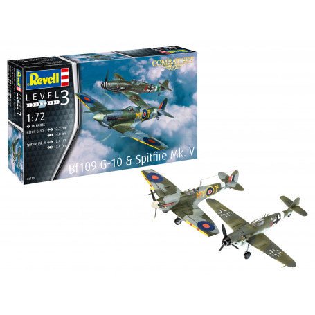 Combat Set Messerschmitt Bf109G - 10 &amp; Spitfire Mk.V (1:72) - 4009803037103 - CrystalLotus.eu