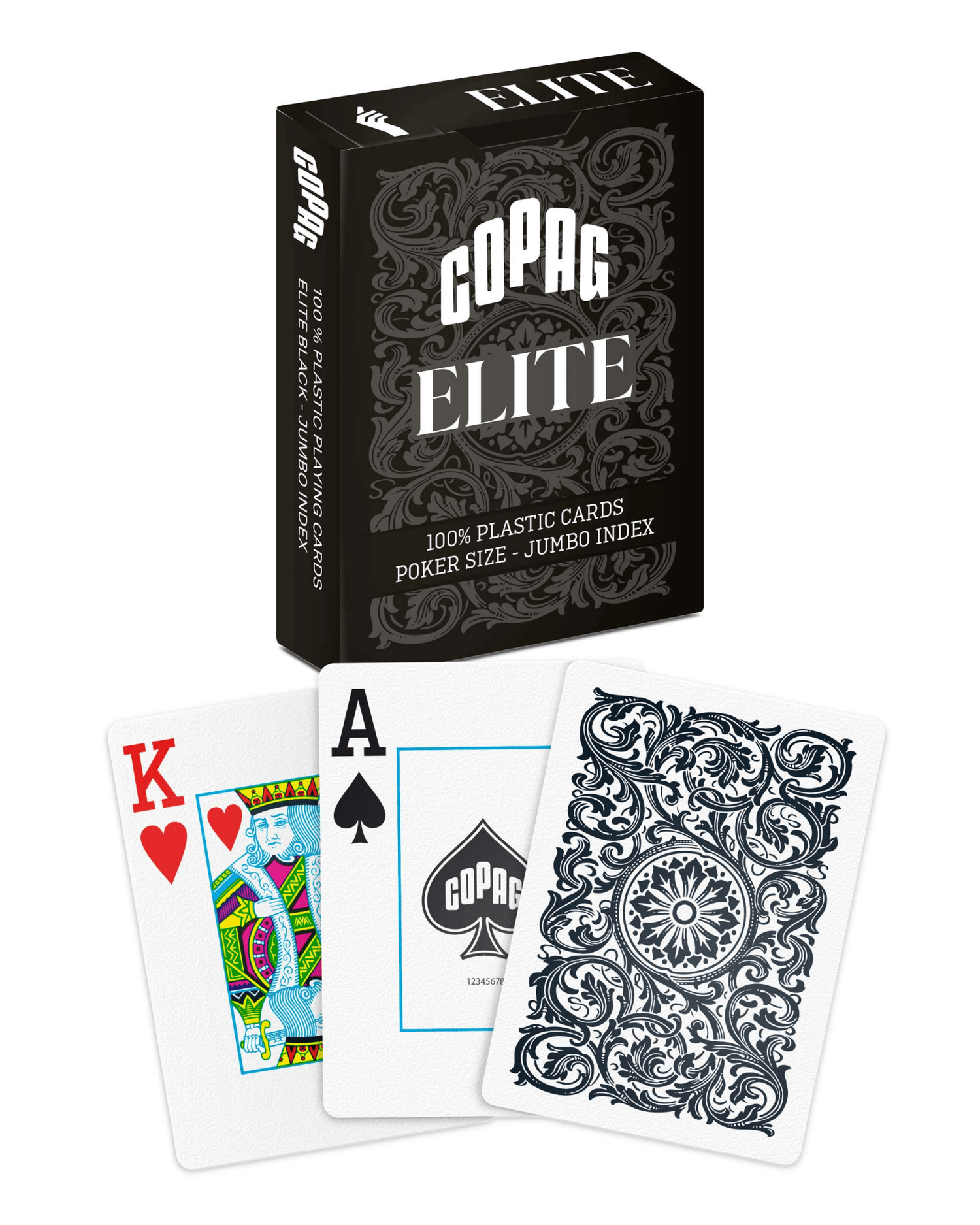 Copag - Elite 100% Plastic Poker Jumbo Index Playing Cards (Black Color) - X002XTSKI1 - Crystal Lotus