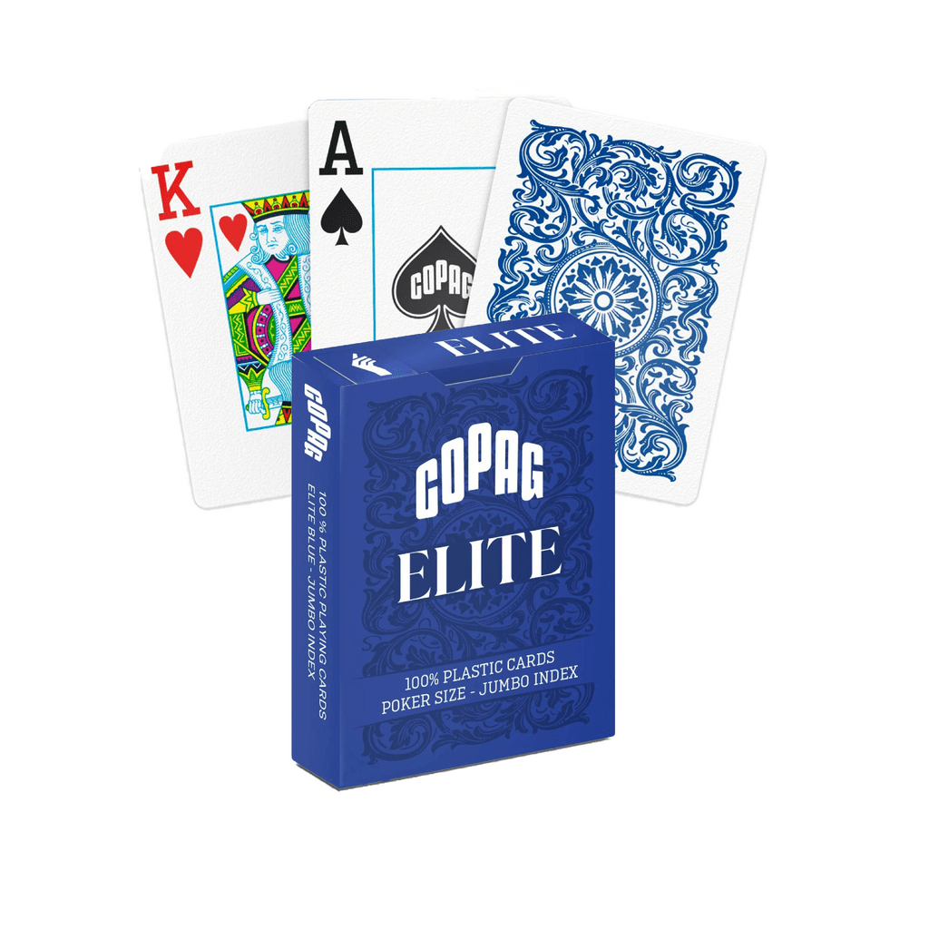 Copag - Elite 100% Plastic Poker Jumbo Index Playing Cards (Blue Color) - X002XTSKIB - Crystal Lotus