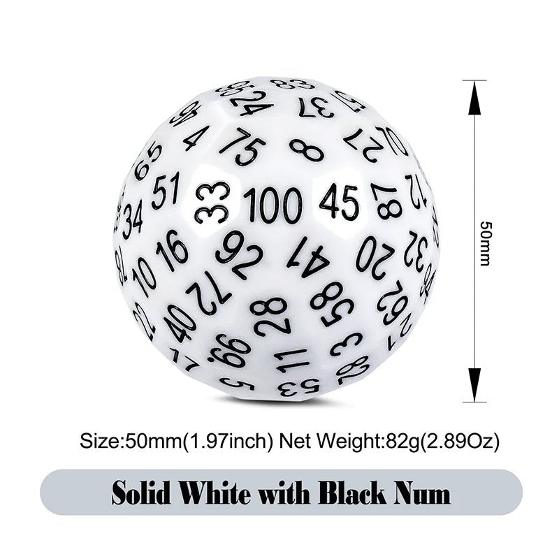 Dice - Up D100 Dice - White with Black Numbers - 884228101561 - Crystal Lotus