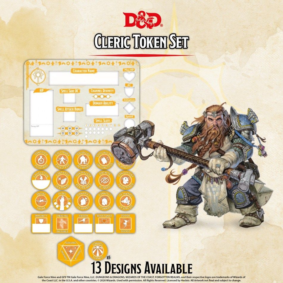 Dungeons &amp; Dragons 5th Edition - Cleric Token Set - 9420020251113 - CrystalLotus.eu