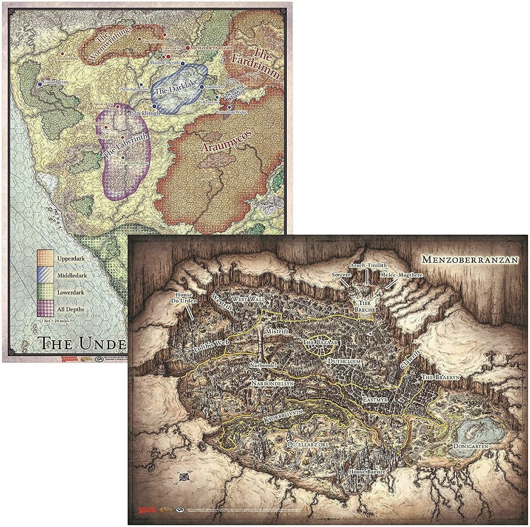 Dungeons &amp; Dragons Out of the Abyss Map Set (23&quot;x16&quot;, 20&quot;x16&quot;) - 9420020252004 - CrystalLotus.eu