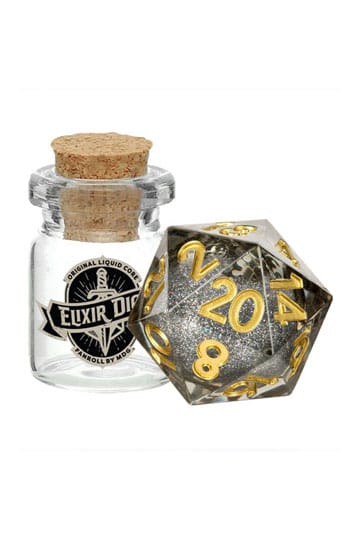 FanRoll Premium Individual D20 Elixir Liquid Core Dice - Vanishing Oil - 687700232193 - Crystal Lotus