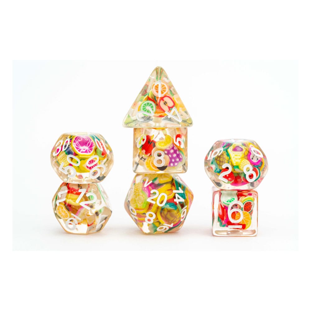 FanRoll Resin Infused 7 - Dice Set - Fruit - 687700231325 - Crystal Lotus