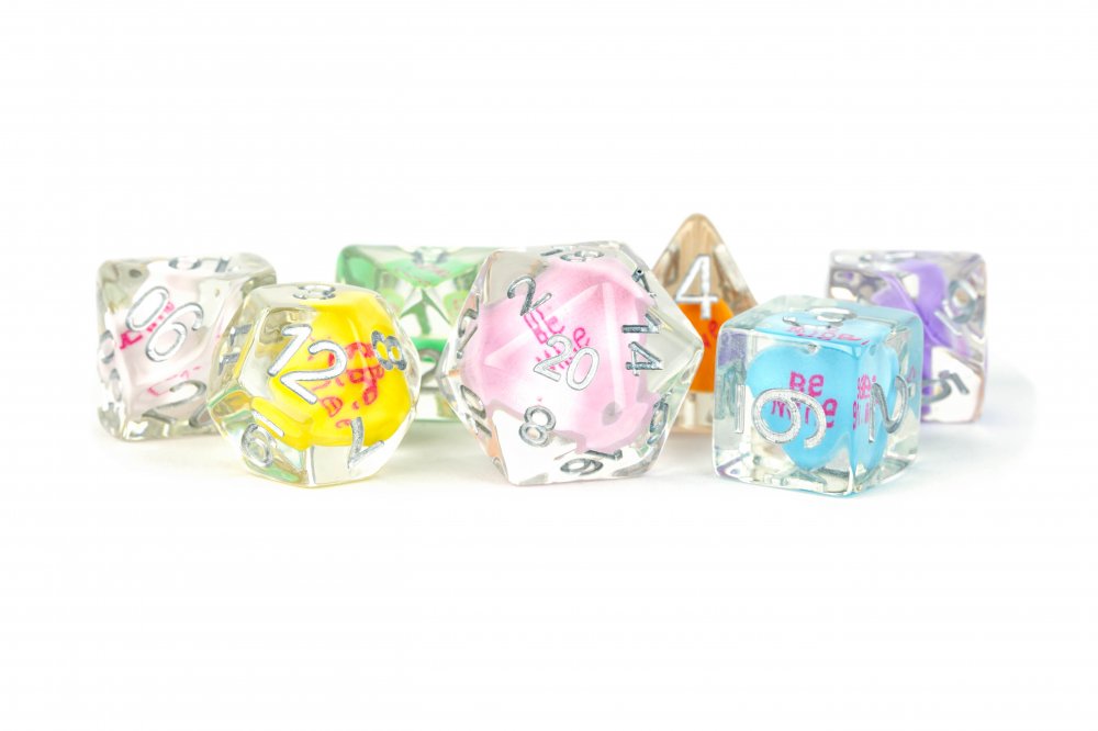 FanRoll Resin Infused 7 - Dice Set - Love - 687700231332 - Crystal Lotus