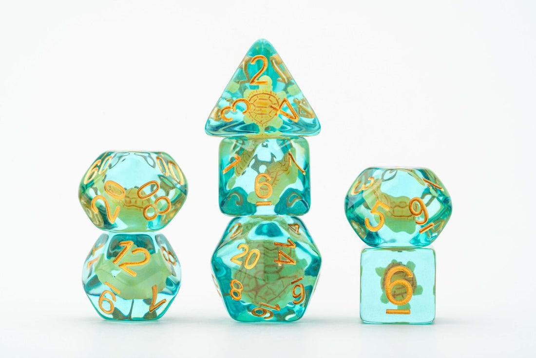 FanRoll Resin Infused 7 - Dice Set - Turtle Dice - 687700231165 - Crystal Lotus