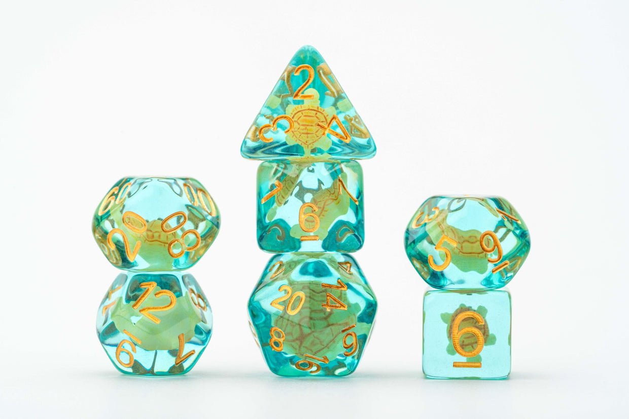 FanRoll Resin Infused 7 - Dice Set - Turtle Dice - 687700231165 - Crystal Lotus