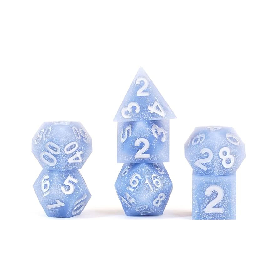 FanRoll Sharp Edge Silicone 7 - Dice Set - Glacier Debris - 687700231233 - Crystal Lotus