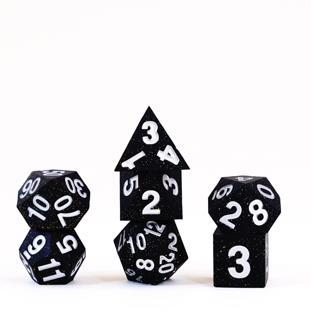 FanRoll Sharp Edge Silicone 7 - Dice Set - Gold Scatter - 687700231219 - Crystal Lotus