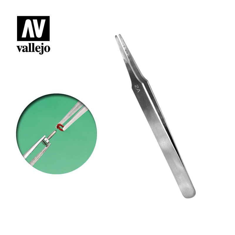 Flat Rounded Stainless Steel Tweezers (120 mm) - 8429551930512 - CrystalLotus.eu