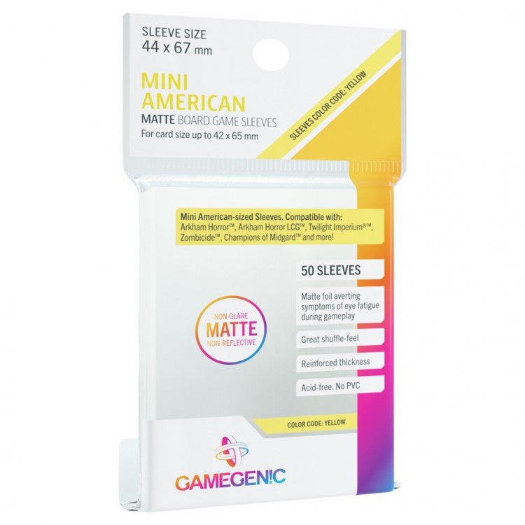 Gamegenic - Prime Mini American - Sized Sleeves 44 x 67 mm - Clear (50 Sleeves) - 4251715402870 - CrystalLotus.eu