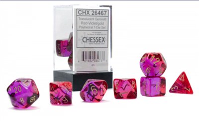 Gemini Translucent Red - Violet/Gold Polyhedral 7 - Die Set - 601982034733 - CrystalLotus.eu