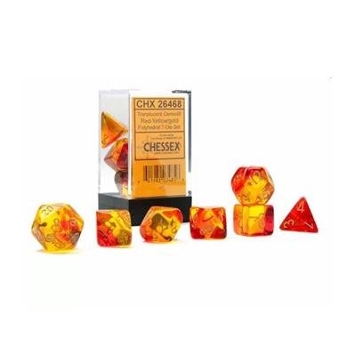 Gemini Translucent Red - Yellow/Gold Polyhedral 7 - Die Set - 601982034856 - CrystalLotus.eu