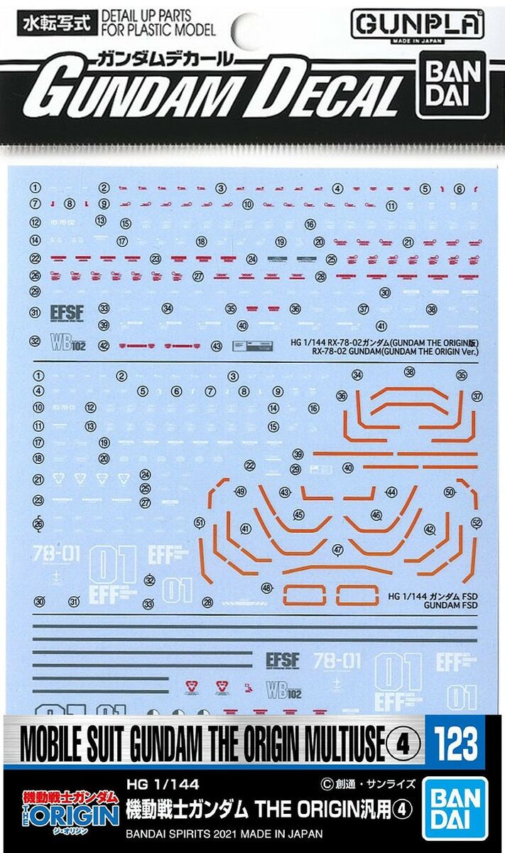 Gundam Decal123 Mobile Suit Gundam The Origin Multiuse - 4573102619877 - CrystalLotus.eu