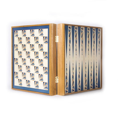 Handcrafted 5 - in - 1 Combo Game Collection - Chess, Backgammon, Ludo, Snakes &amp; Checkers - Navy Blue (by Manopoulos) - 5200430706441 - Crystal Lotus