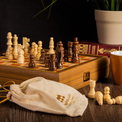 Handcrafted 5 - in - 1 Combo Game Collection - Chess, Backgammon, Ludo, Snakes &amp; Checkers - Rainbow (by Manopoulos) - 5200430706458 - Crystal Lotus