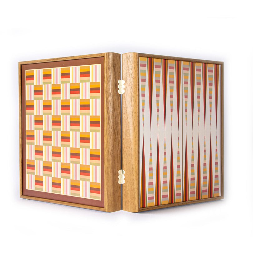 Handcrafted 5-in-1 Combo Game Collection - Chess, Backgammon, Ludo, Snakes &amp; Checkers - Rainbow (by Manopoulos) (CBLS34ORG) - 5200430706458 - Crystal Lotus