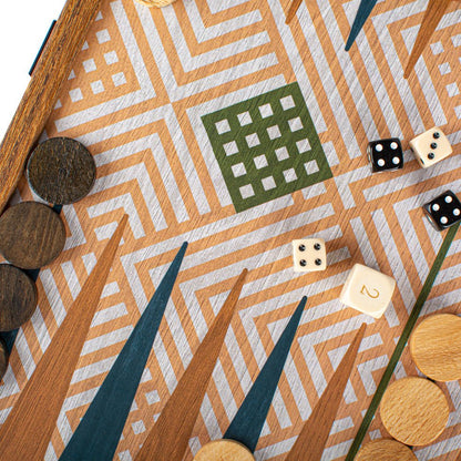 Handcrafted 5-in-1 Combo Game Collection - Chess, Backgammon, Ludo, Snakes &amp; Checkers - Retro Design (by Manopoulos) (CBLS34GRE) - 5200430700722 - Crystal Lotus