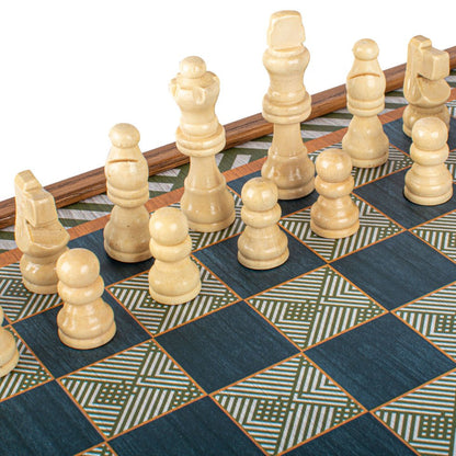 Handcrafted 5-in-1 Combo Game Collection - Chess, Backgammon, Ludo, Snakes &amp; Checkers - Retro Design (by Manopoulos) (CBLS34GRE) - 5200430700722 - Crystal Lotus