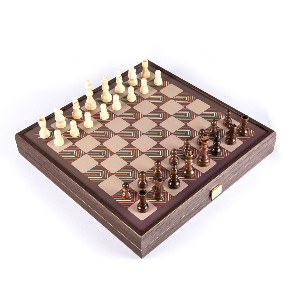 Handcrafted 5 - in - 1 Combo Game Collection - Chess, Backgammon, Ludo, Snakes &amp; Checkers - Vintage (by Manopoulos) - 5250000000028 - Crystal Lotus
