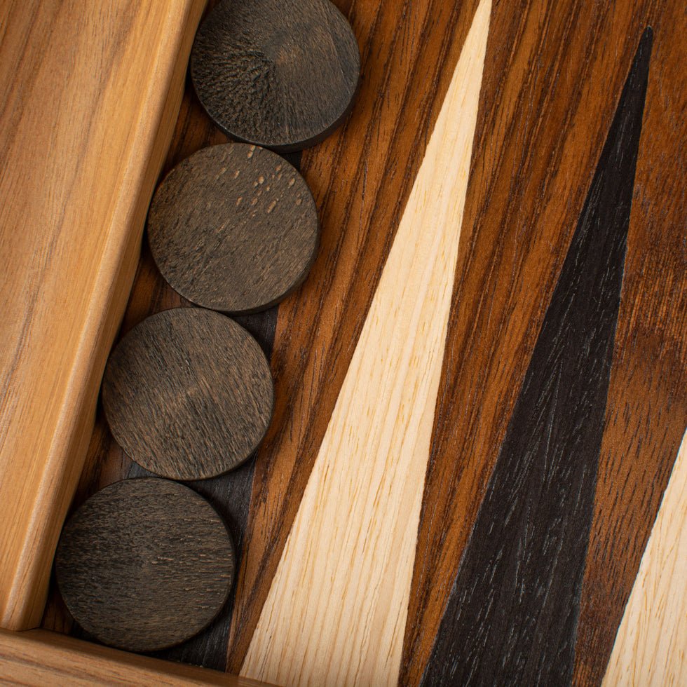 Handcrafted American Walnut Backgammon Set with Side Racks - Elegant Marquetry Design 48x60cm (by Manopoulos) (BKK1) - 5200430705321 - Crystal Lotus
