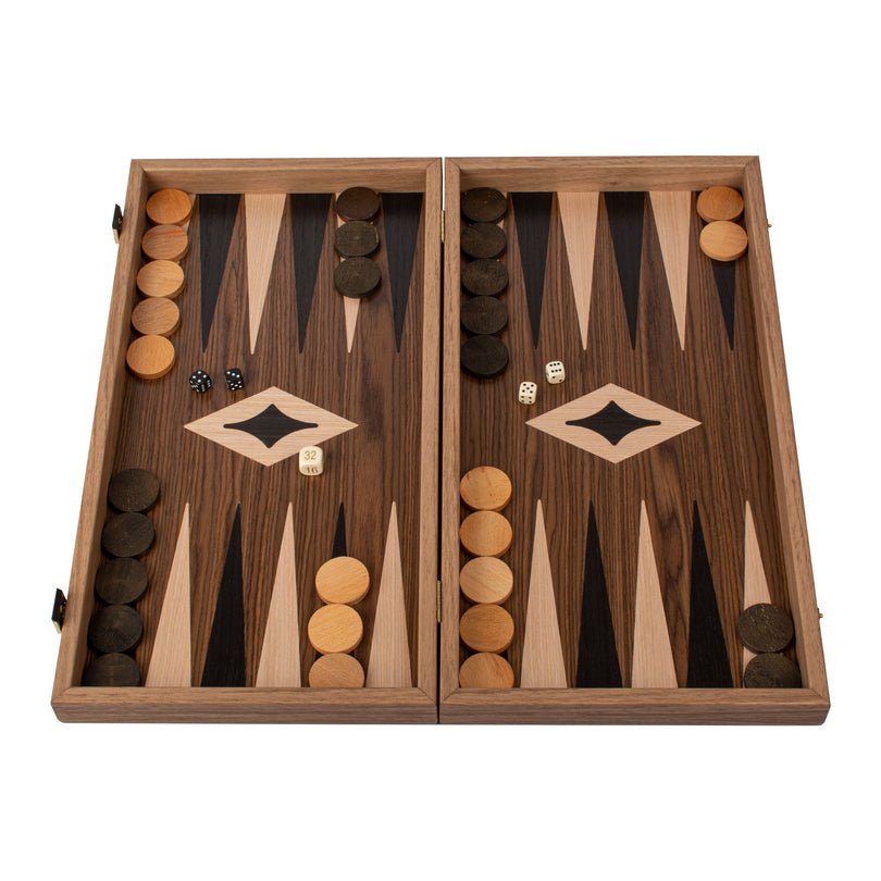 Handcrafted Backgammon Set American Walnut Large 48x52cm (by Manopoulos) - 5250000000003 - Crystal Lotus