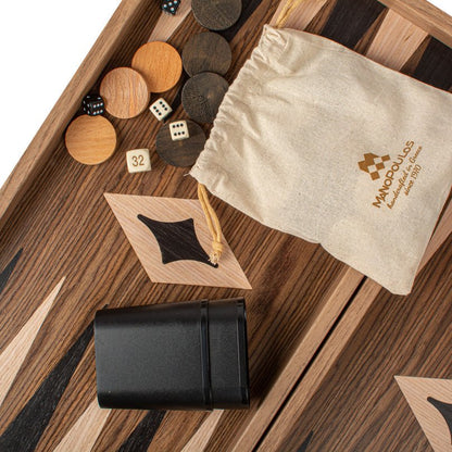 Handcrafted Backgammon Set American Walnut Large 48x52cm (by Manopoulos) - 5200430705222 - Crystal Lotus