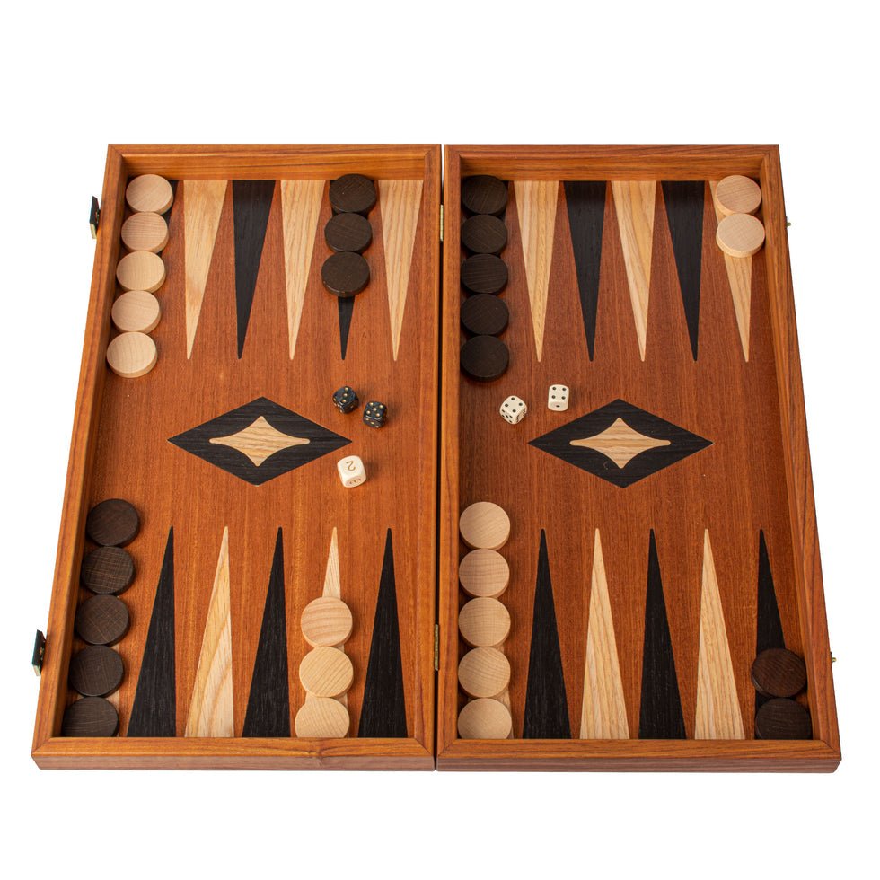 Handcrafted Backgammon Set Mahogany Large 48x52cm (by Manopoulos) (TMM1BLA) - 5200430700012 - Crystal Lotus
