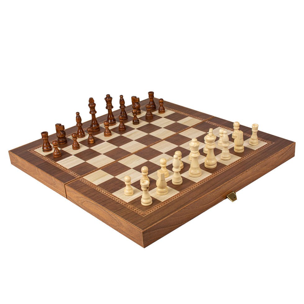 Handcrafted Backgammon Set Oak Wood Checkers Print - Large Size 48x52cm (by Manopoulos) (TSX1E) - 5200430704157 - Crystal Lotus