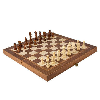 Handcrafted Backgammon Set Oak Wood Checkers Print - Large Size 48x52cm (by Manopoulos) (TSX1E) - 5200430704157 - Crystal Lotus