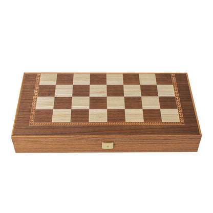 Handcrafted Backgammon Set Oak Wood Checkers Print - Medium Size 38x40cm (by Manopoulos) - 5200430704164 - Crystal Lotus