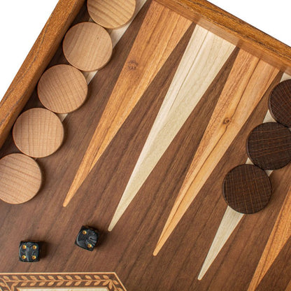 Handcrafted Backgammon Set Oak Wood Checkers Print - Medium Size 38x40cm (by Manopoulos) (TSX2E) - 5200430704164 - Crystal Lotus