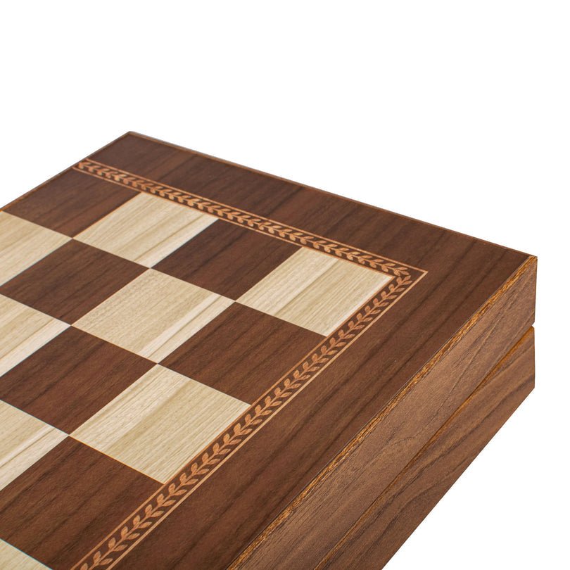 Handcrafted Backgammon Set Oak Wood Checkers Print - Medium Size 38x40cm (by Manopoulos) (TSX2E) - 5200430704164 - Crystal Lotus