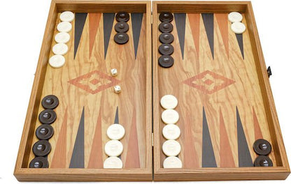 Handcrafted Backgammon Set Olive Burl Print Small 30x30cm (by Manopoulos) - 5250000000008 - Crystal Lotus