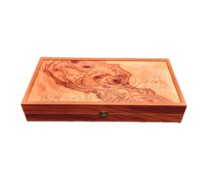 Handcrafted Backgammon Set Olive Burl Replica Wood Large 48x52cm (by Manopoulos) - 5250000000013 - Crystal Lotus