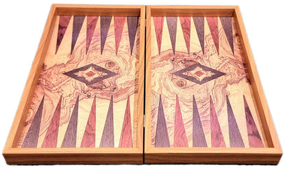 Handcrafted Backgammon Set Olive Burl Replica Wood Large 48x52cm (by Manopoulos) - 5250000000013 - Crystal Lotus