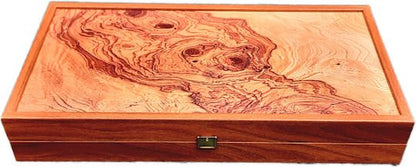 Handcrafted Backgammon Set Olive Burl Replica Wood Large 48x52cm (by Manopoulos) - 5250000000013 - Crystal Lotus